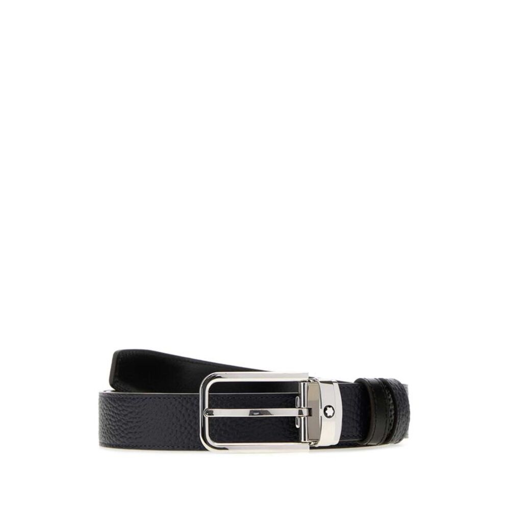Montblanc Men Midnight Blue Leather Reversible Belt